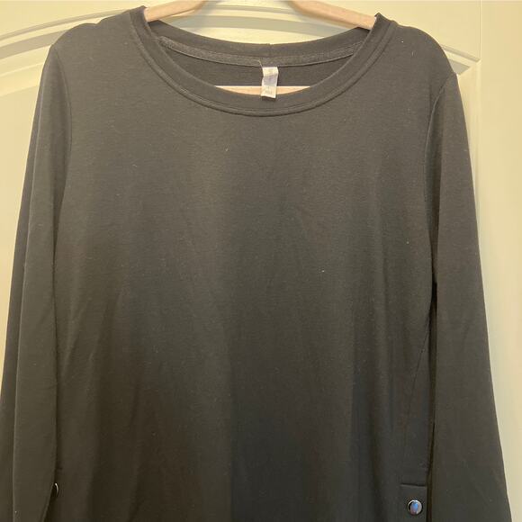 Ideology Women’s Long Sleeve Crew Neck Side-Snap Casual Tunic Top Size‎ L Black - Picture 4 of 7
